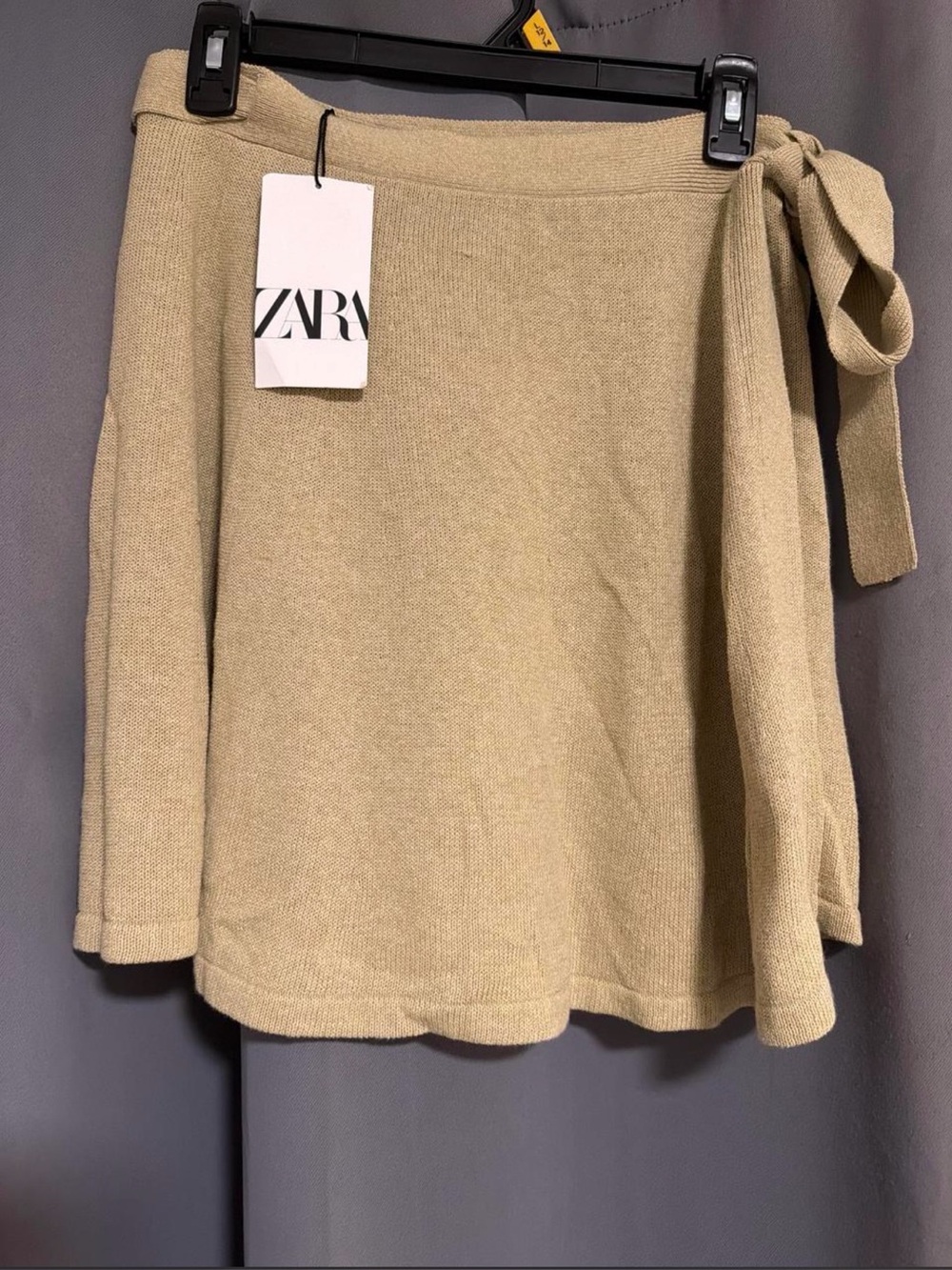 ZARA Taupe Tie Waist Knit skirt